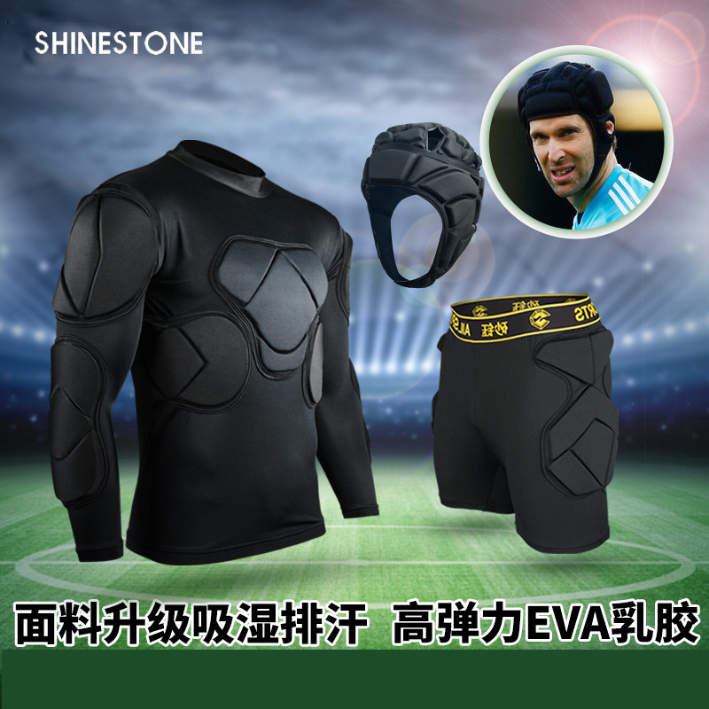 Goalkeeper Uniform, Goalkeeper Uniform, Tight-Fitting Anti-Collision Long-Sleeved Adult and Children's Short-Sleeved Football Goalkeeper Uniform Set