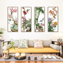 Cross stitch 2021 new living room birds flower fragrance plum orchid bamboo chrysanthemum thread embroidery large quadruple simple hand embroidery