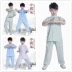 Quần áo võ thuật cotton Quần áo nam phong cách Trung Quốc Tai Chi quần áo sợi tre cotton Trẻ em thực hành quần áo biểu diễn mùa xuân dài tay - Trang phục