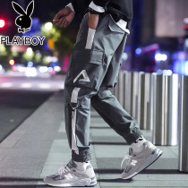 Playboy 2021 bunch foot overalls mens Tide brand summer loose casual long pants Korean trend Wild