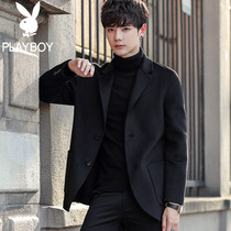 Playboy mens double-sided cashmere woolen coat spring and autumn short suit woolen jacket mens New