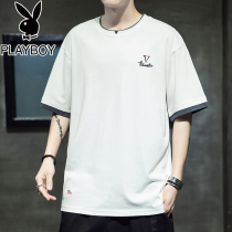 Playboy summer cotton mens short-sleeved t-shirt tide brand trend 2021 new loose half-sleeved t-shirt