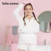 Tutuanna sọc khâu áo hoodie đơn giản sọc thể thao gió mềm mại và thoải mái ấm áp đồ ngủ áo kiểu nữ đẹp Pyjama