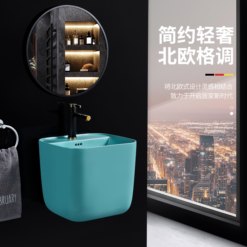 Wall-mounted Washbasin Home Hand Wash Basin Ceramic Face Basin Wall-mounted Washbasin Make-up Room Pool Small Water Basin