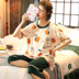 Big kích thước pajama con trai mùa hè bông tay áo ngắn bảy điểm quần thiết ngọt lỏng mm200 mỡ pounds quần áo nhà mỏng. 