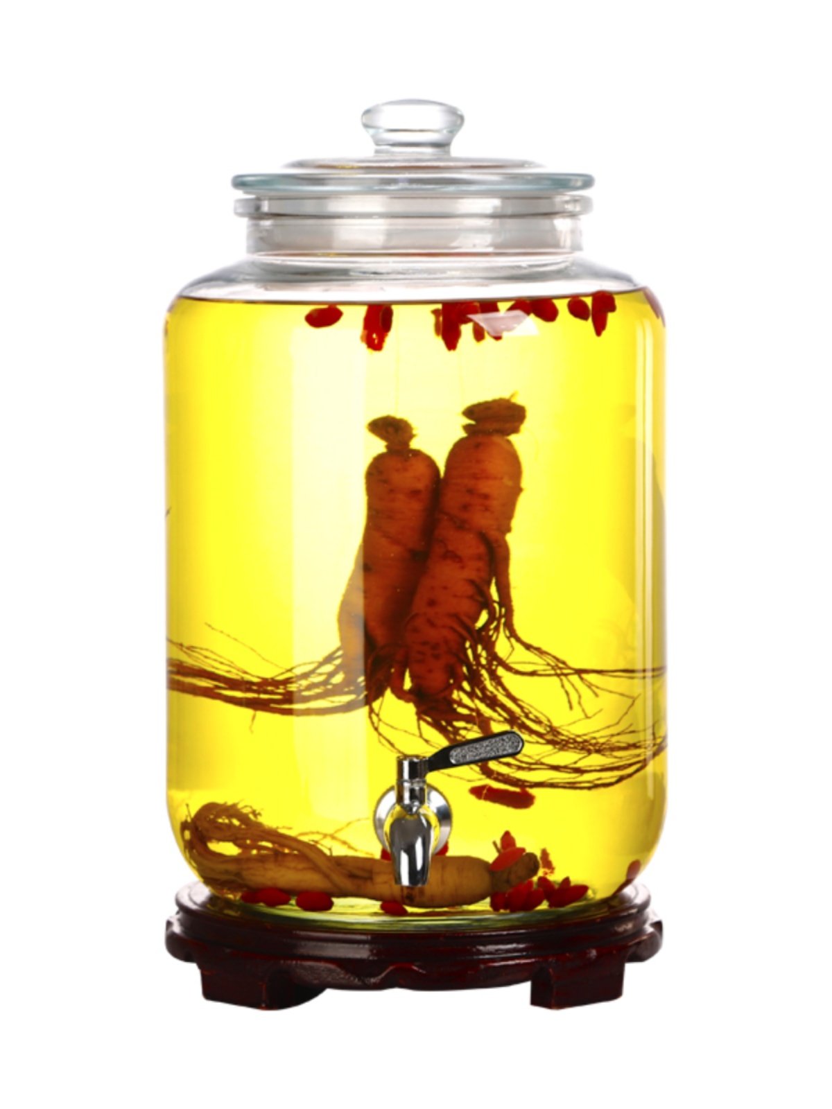 Lead-Free Thickened Glass Jar for Brewing Wine, Household Wide-Mouth Ginseng Wine Bottle, Enzyme Juice Jar with Spigot