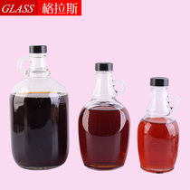 Thickened California wine bottle White wine bottle wine bottle homemade container sealed jar glass bottle fruit bottle with handlebar