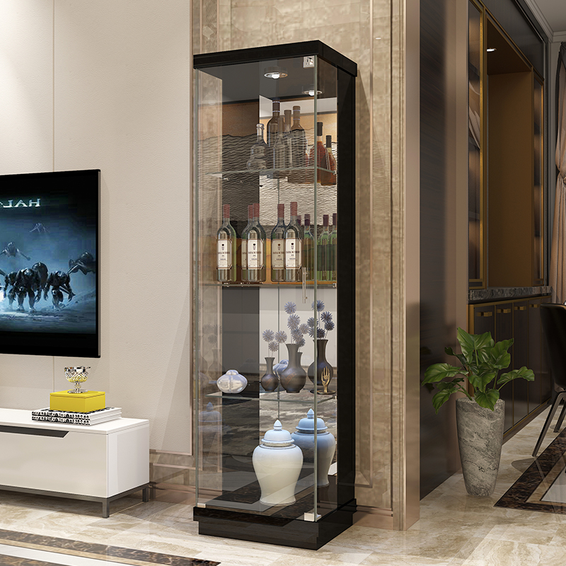Wine cabinet against the wall living room wine cabinet modern minimalist floor-to-ceiling glass wine cabinet small light luxury collection cabinet transparent display cabinet