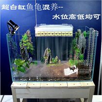 Ultra-white fish tank Deep water turtle tank mixed culture tank Land and water glass turtle tank with sun terrace villa free ecological turtle breeding