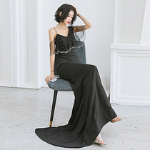 Banquet evening dress female 2020 new Noble elegant temperament black long high end host annual dress