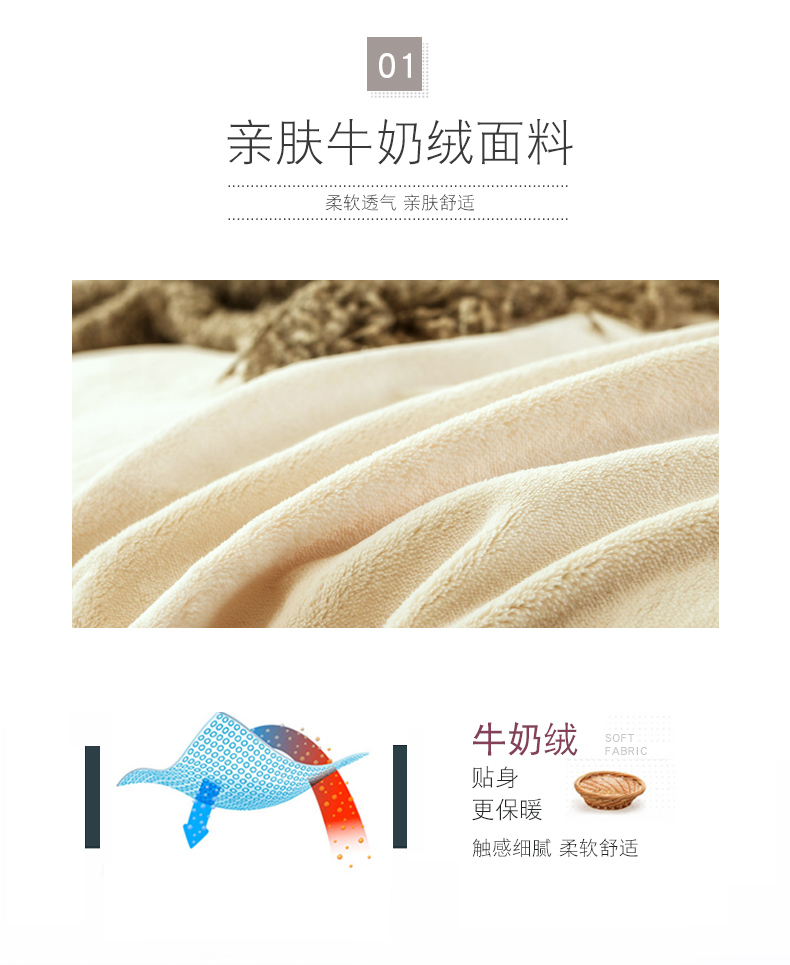 A类标准 二十一家纺 冬季加厚法兰绒四件套 1.8m 高克重更保暖 图4