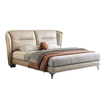 Dipu Italian minimalist 2024 new leather bed head layer cowhide high-end master bedroom soft package light luxury double leather bed