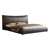 Diep Modern Minimalist Genuine Leather Bed Willpower Minimalist Master Bedroom double mariage headbed Bull Leather Light Luxury Leather Art Bed