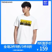 TRENDIANO Đàn ông mùa hè giản dị Cotton in chữ Cổ áo ngắn tay áo thun 3GC1021080 - Áo phông dài