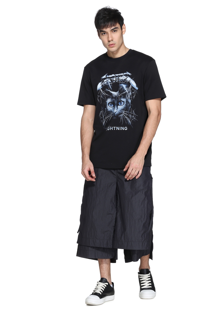 Áo thun nam mùa hè của TRENDIANO cotton in chữ mèo cổ tròn tay ngắn tay áo thun 3JI1021920 - Áo phông dài t shirt skull