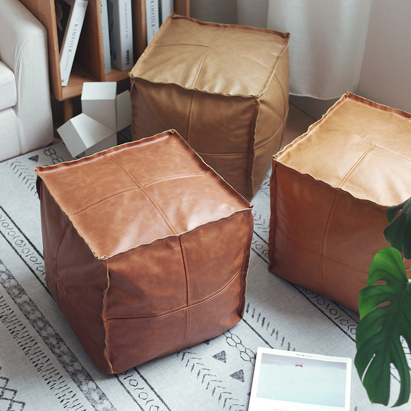 Tatami square Japanese-style sitting pier futon leather ground cushion leather stool changing shoe stool home living room thickening