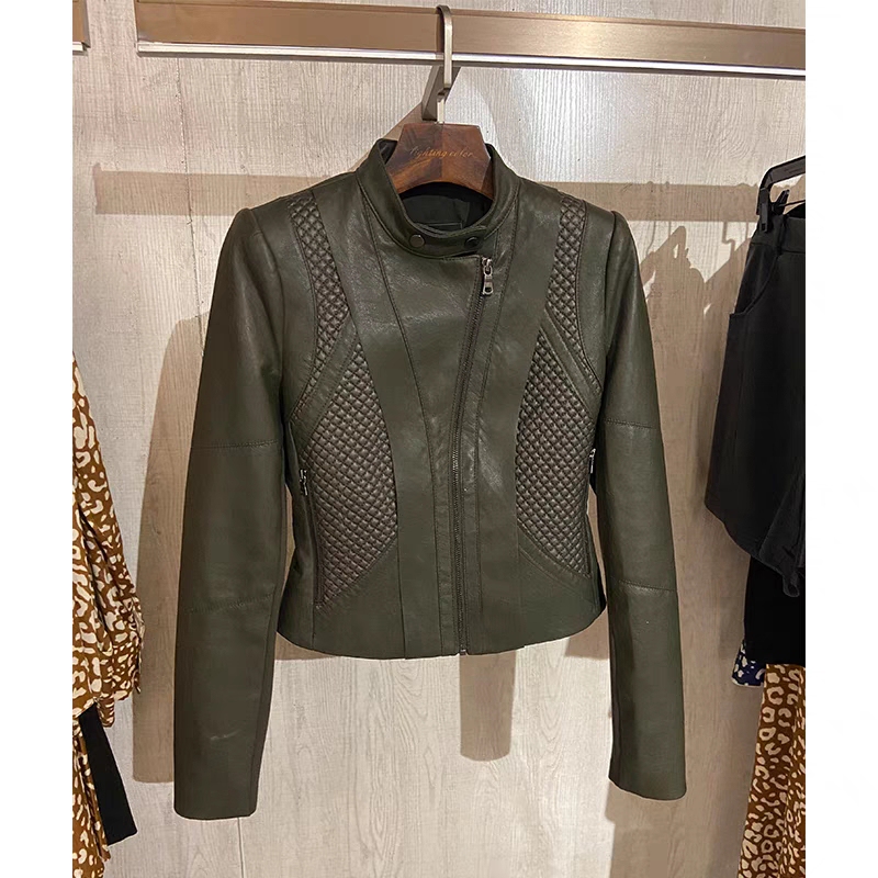 Leather Jacket Women's Coat Black Zipper Slim Fit Biker Style Stand Collar Short Style 2025 Winter New Model Leather Jacket Women's Coat Black Zipper Slim Fit Biker Style Stand Collar Short Style 2025 Winter New Model