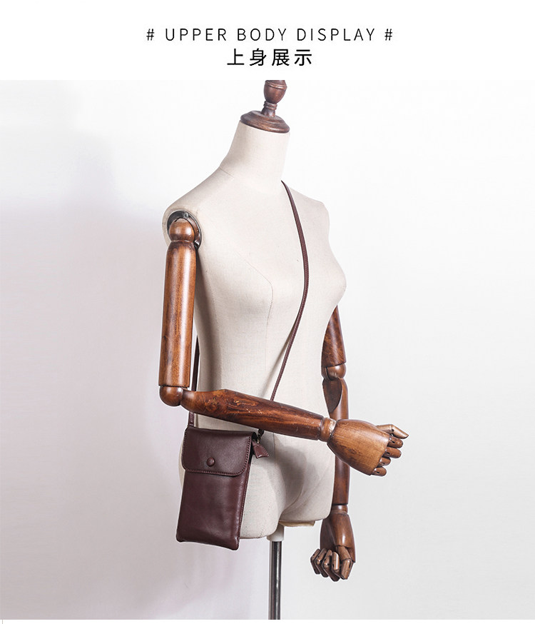 сумка 小阿呆原创小众设计真牛皮手机包女斜挎2024夏新款迷你竖款小包包