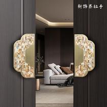 Chinese style glass door large handle hotel box natural shell door handle high-end light luxury square wooden door customization