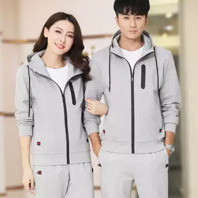 Sports suits for men and women Spring Autumn couples youth casual thick cotton hooded long sleeve trousers two piece small feet