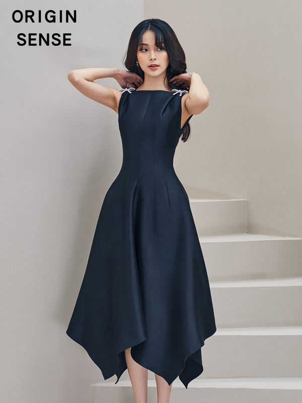 The Gate of Perception Navy Blue Dress Women's Evening Dress Mini Dress for Attending Important Occasions