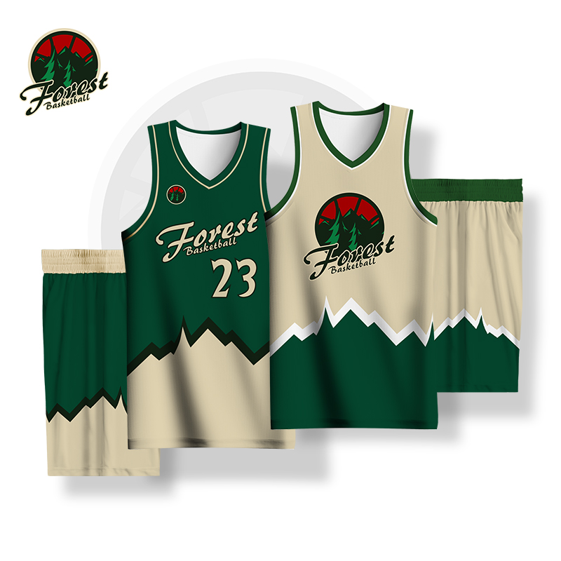 Double-sided basketball uniform sports suit men's custom jersey professional game training team uniform female children print green