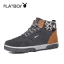 Giày nam Playboy Giày cotton mùa đông Giày nam phiên bản Hàn Quốc của giày tuyết cộng với nhung ấm áp bằng da cao, giày cao cổ giầy thể thao nam adidas Giày ống