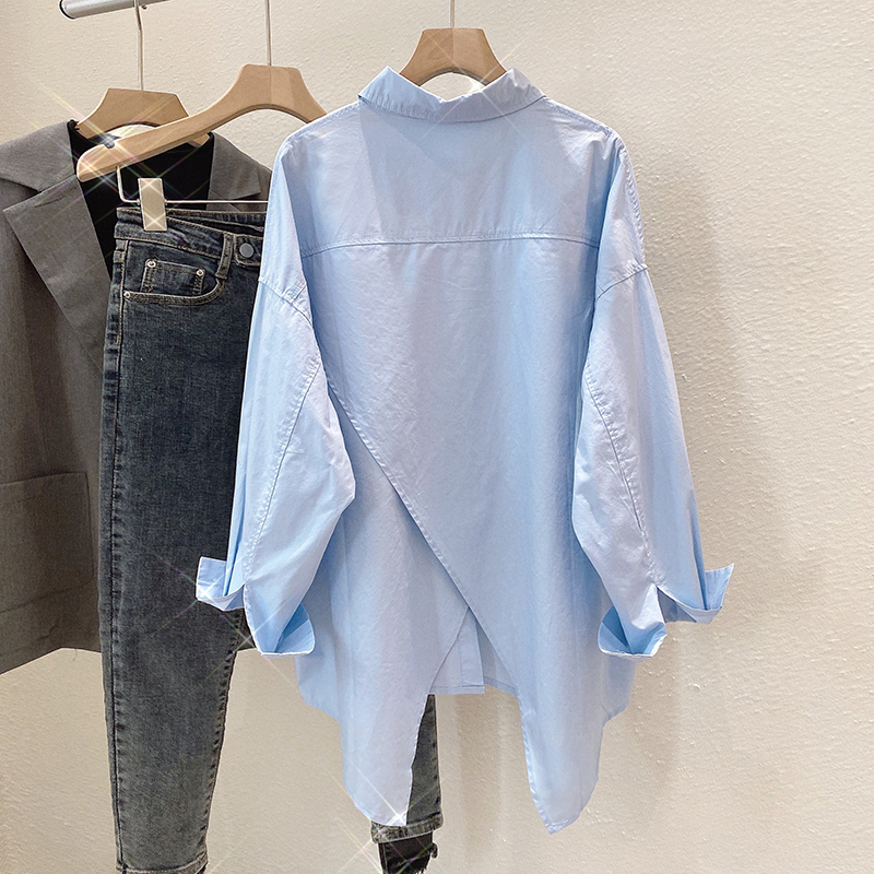 2026 Plus-Size Loose-Fitting Unique Design Cross-Back Swallowtail Shirt Top Women's Shirt Spring Summer Autumn Cotton Shirt Women 2026 Plus-Size Loose-Fitting Unique Design Cross-Back Swallowtail Shirt Top Women's Shirt Spring Summer Autumn Cotton Shirt Women