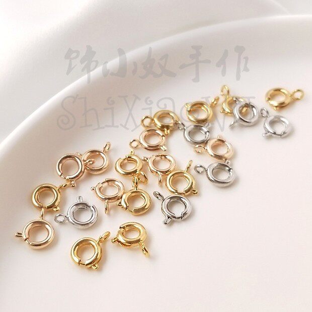 14K gold-plated 18K real gold spring buckle necklace bracelet closing lobster connection buckle diy handmade materials