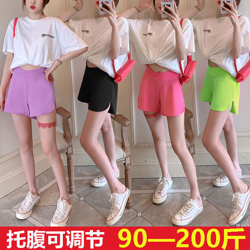 Fat MM maternity clothes summer hot pants plus fertilizer plus size 200 catties low waist belly support pants outer wear inner pants thin section