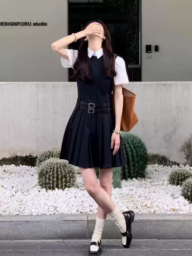 Милый комплект, рубашка, подтяжки, платье, облегающий крой