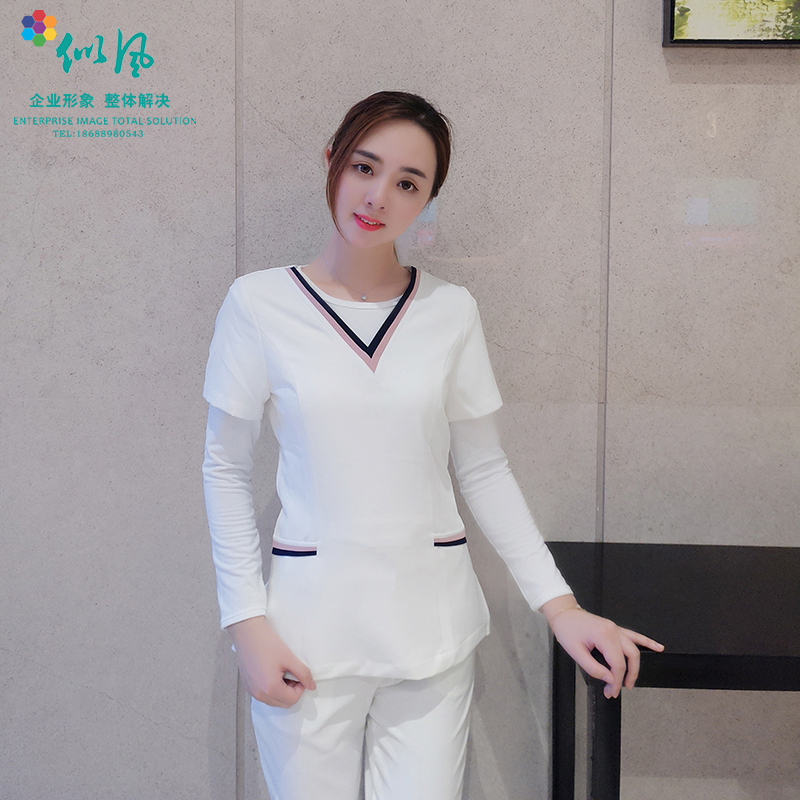 New Korean-style Medical Beauty Division Nurse Wear White Pants Suit Beauty Salon Beautician's nursing division Workwear