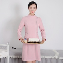 Spring and autumn Korean version sap beauty salon care division Costume Beautician dress with dress Long sleeves Fashion Embroidered Beauty Dresser