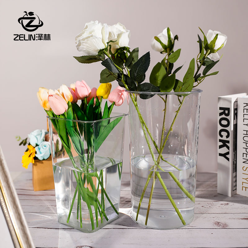 Light and luxurious Awoken Flower Blossom Bucket Flowers special plastic Flowers Buckets Home Transparent Large Number Anti-Fall Vases-Taobao