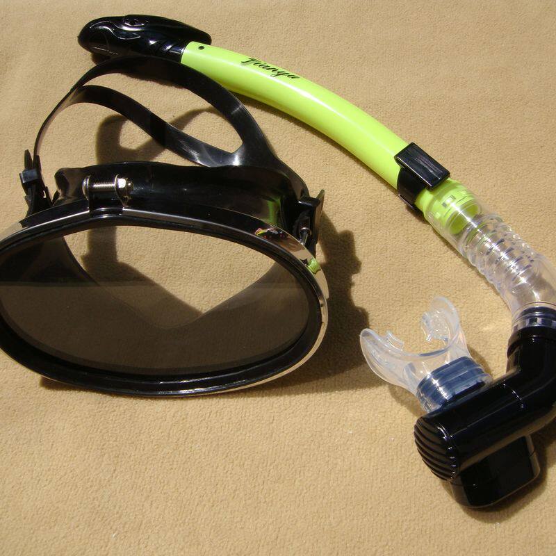 Diving Mirror Tempered Glass GLUE FULL DRY TYPE STRAW SUIT SNORKELING MASK LARGE MASK VALVE STYLE GASSING