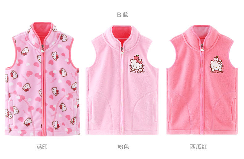 Hello Kitty Girl Vest trẻ em Vest Lông cừu Em bé mùa đông ấm áp Plus Lông cừu trẻ em Vai con gái áo gile denim bé gái
