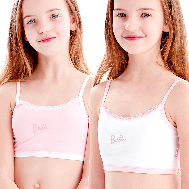 Barbie girl bra cotton girl vest underwear 9-12 years old girl child development period student strap strapless