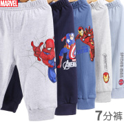 Chàng trai sweatpants Summerway Captain Spider-Man Iron Man Boy 7 minutepants bông childrens quần âu.