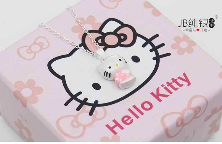 925 sterling bạc KT mèo mặt dây dễ thương phim hoạt hình hellokitty Hello Kitty bạc vòng cổ vòng cổ vòng đeo tay - Vòng đeo tay Cuff vòng tay gỗ