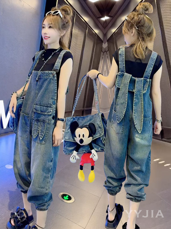 Vintage Washed Distressed Denim Overalls for Women, 2026 New Spring Style, Plus-Size Loose Trendy Jumpsuit