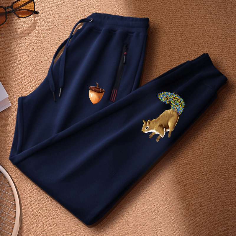 French Rooster Sports Sweatpants for Men 2024 New Spring and Autumn Fleece-Lined Thickened Trendy Brand Loose Casual Jogger Pants