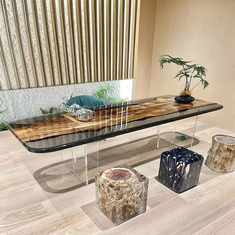 Resin River Table Villa Epoxy Ocean Tea Table Nordic Large Slab Dining Table Solid Wood Tea Table Trendy Coffee Table