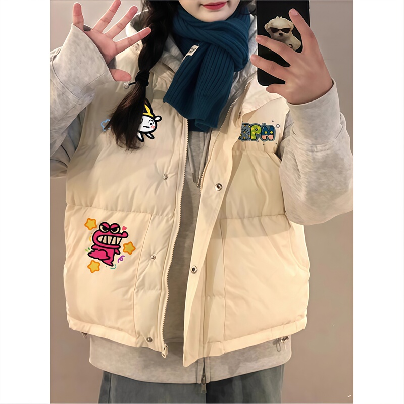 Sleeveless Vest down Cotton Jacket for Girls, Winter Wear for Middle and High School Students, Thickened Warm Cotton Coat Sleeveless Vest down Cotton Jacket for Girls, Winter Wear for Middle and High School Students, Thickened Warm Cotton Coat