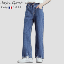 Chao brand Girl Pants children Spring and Autumn Korean version of Joker autumn trousers big children casual loose wide leg pants jeans