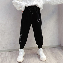 2021 new childrens pants spring and autumn girls Big children wear pants baby casual foreign style sports pants Tide brand