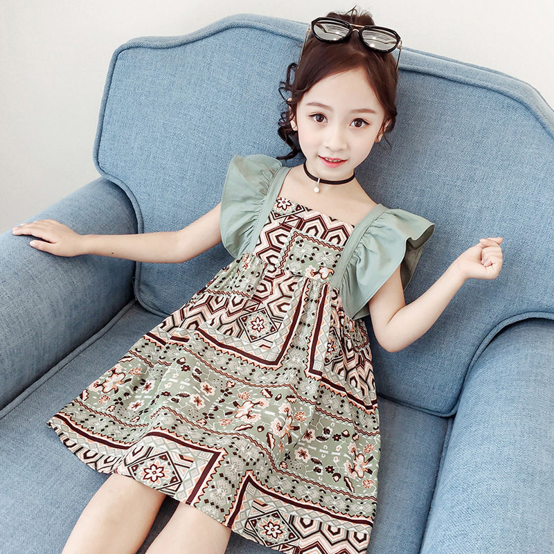 High-end girl's dress summer fashionable foreign style net red summer dress children's little girl baby princess dress