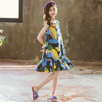 Summer girls dress childrens net red pop summer dress belt dress big child child Korean version of foreign atmosphere princess skirt