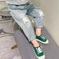 Tide brand childrens pants summer girls boys baby casual loose thin jeans Korean version of wild Net red tide