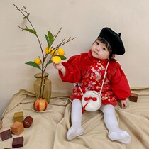 Girls Hanfu New Years Dress Winter Dress Children Little Girl Baby Chinese Style Winter Style Thick new Year Tang Dress two-piece set