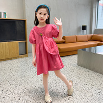 Summer girls dress children childrens children Net red popular foreign summer dress middle child girl Korean princess skirt